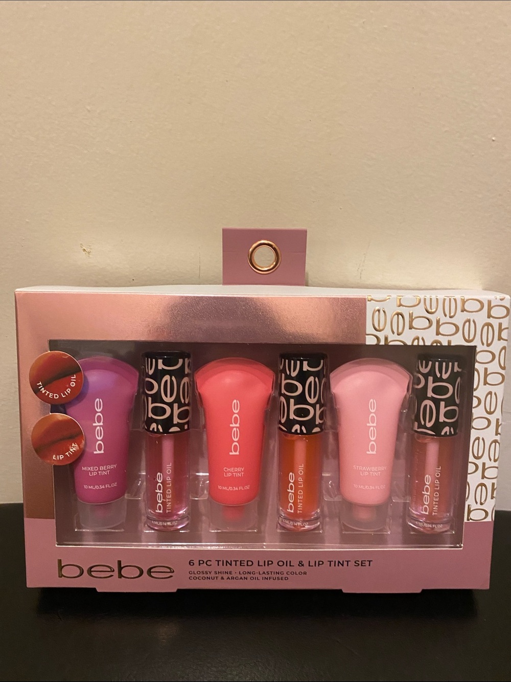 bebe 6-Piece Tinted Lip Oil & Lip Tint Set - pink and coral shades